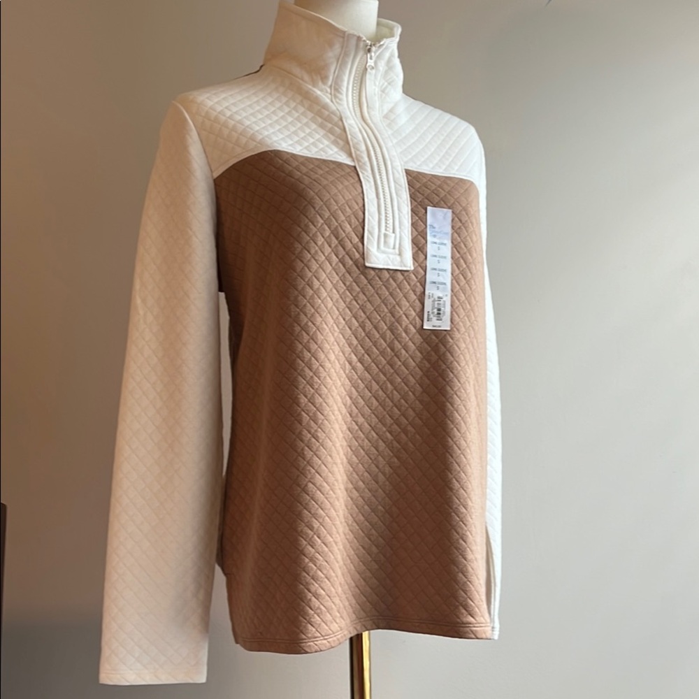Croft and Barrow Two-Tone Quilted Pullover NWT size small